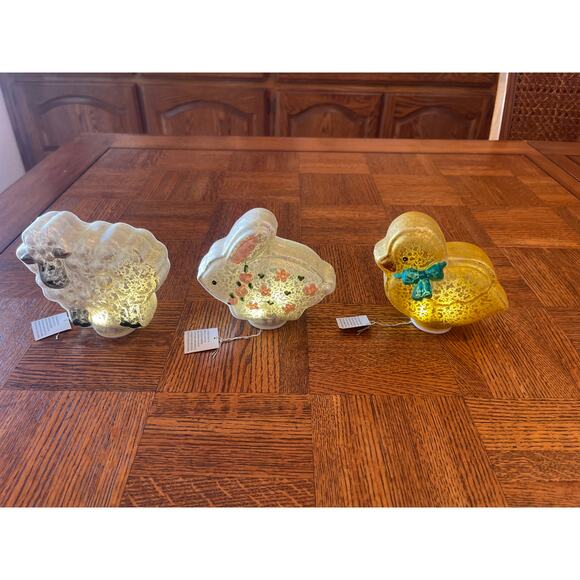 Valerie Parr Hill silver mercury glass lighted Sheep, Bunny, Chick  decorations - Picture 1 of 6